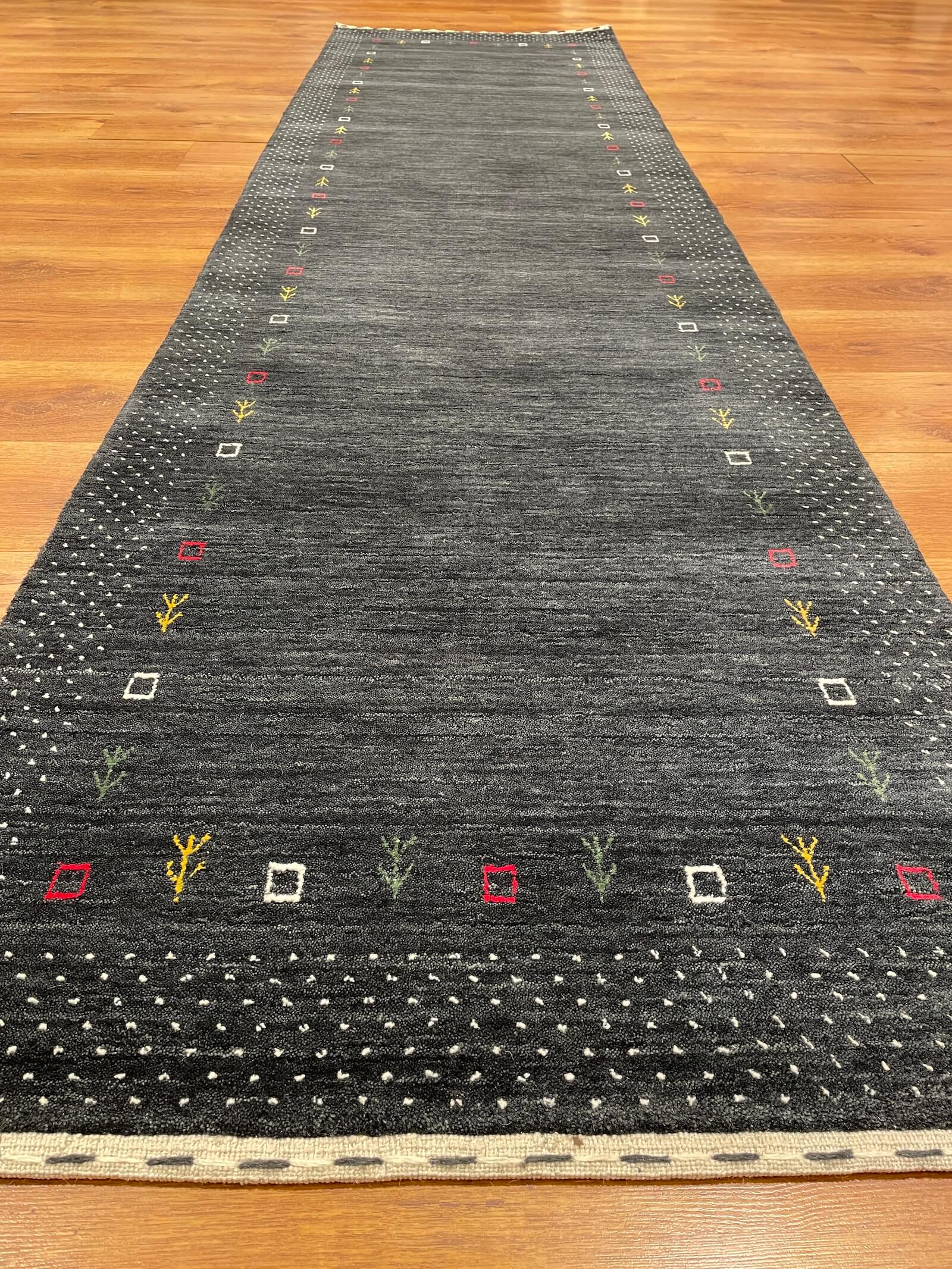 Lori Handwoven Antrasit Wool Runner Rug by Camel Carpet