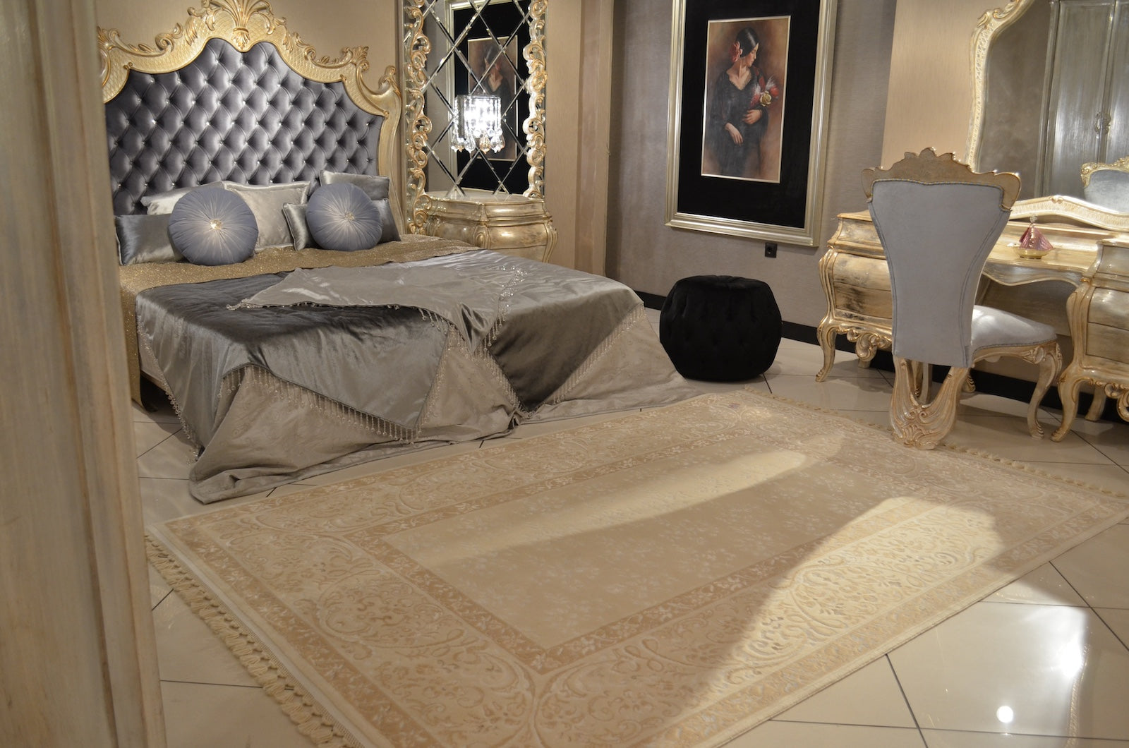 Mahidevran Silk-Blend Usak Handwoven Rug by Camel Carpet