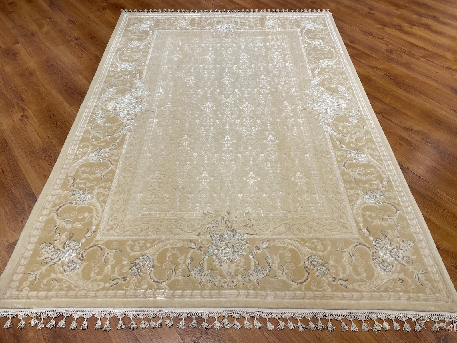 Mahidevran Silk-Blend Usak Handwoven Rug – 033835 by Camel Carpet