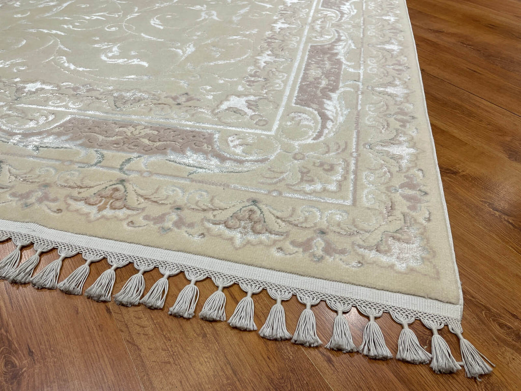 Mahidevran Silk-Blend Usak Handwoven Rug – 056419 by Camel Carpet