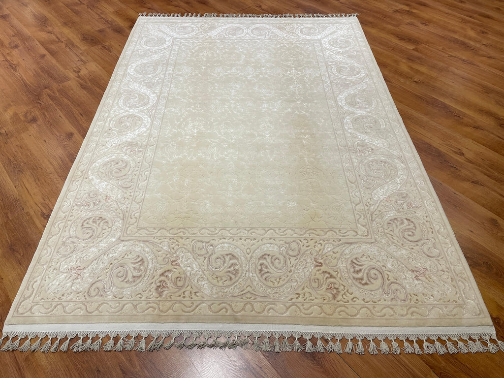 Mahidevran Silk-Blend Usak Handwoven Rug – 056420 by Camel Carpet