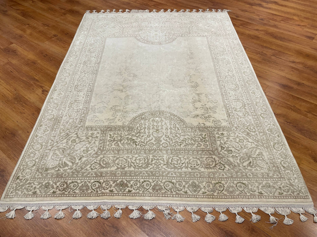 Mahidevran Silk-Blend Usak Handwoven Rug – 086411 by Camel Carpet
