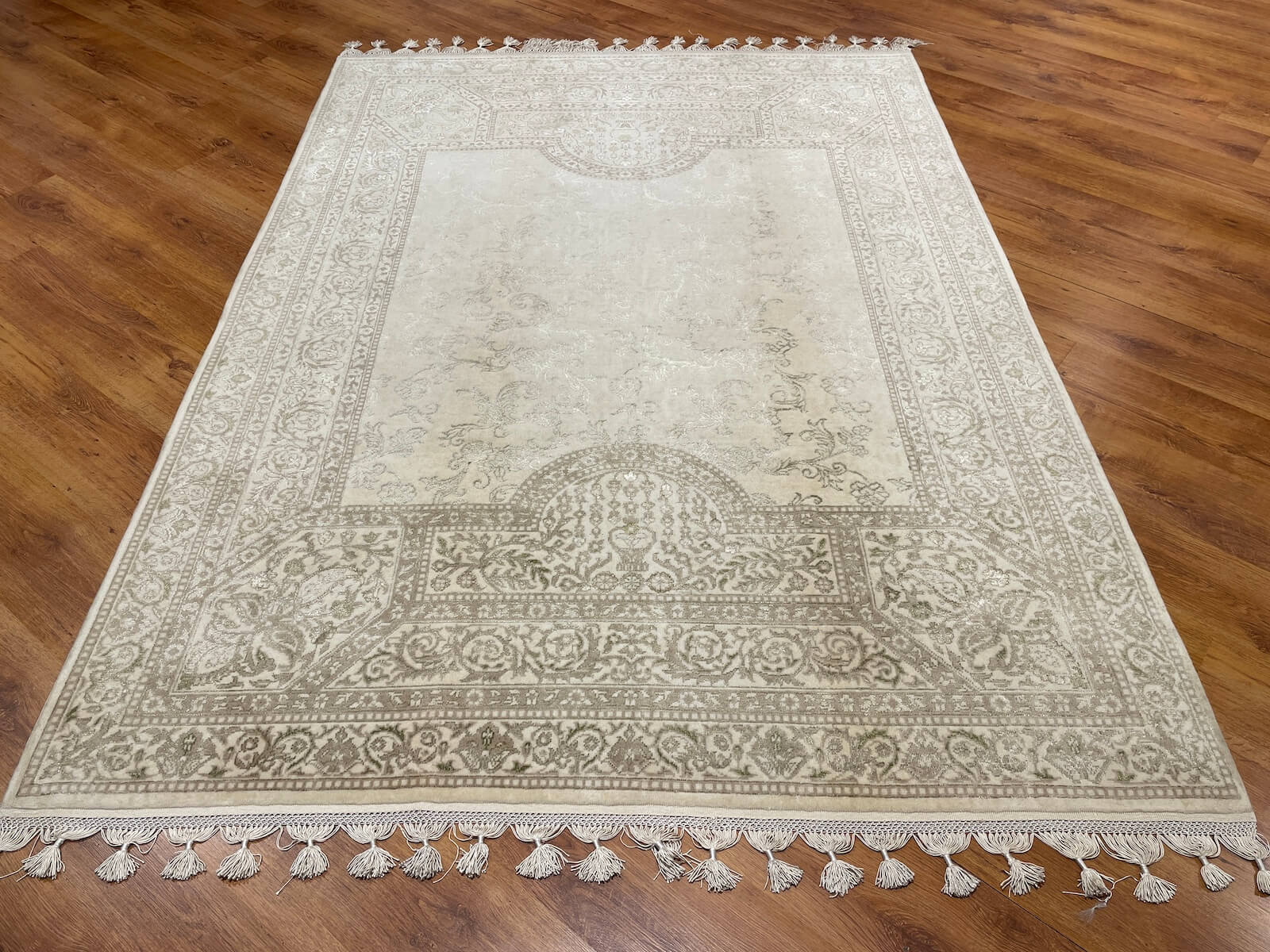 Mahidevran Silk-Blend Usak Handwoven Rug – 086411 by Camel Carpet