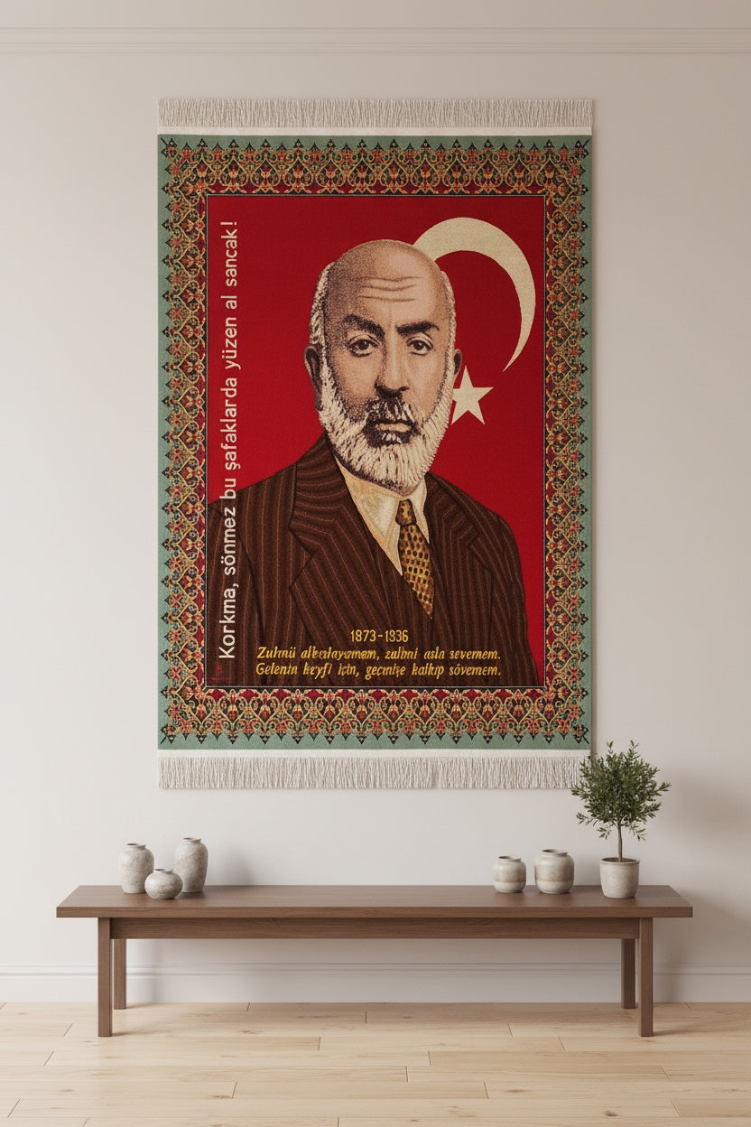 Mehmet Akif Ersoy Handwoven Wall Art Rug by Camel Carpet