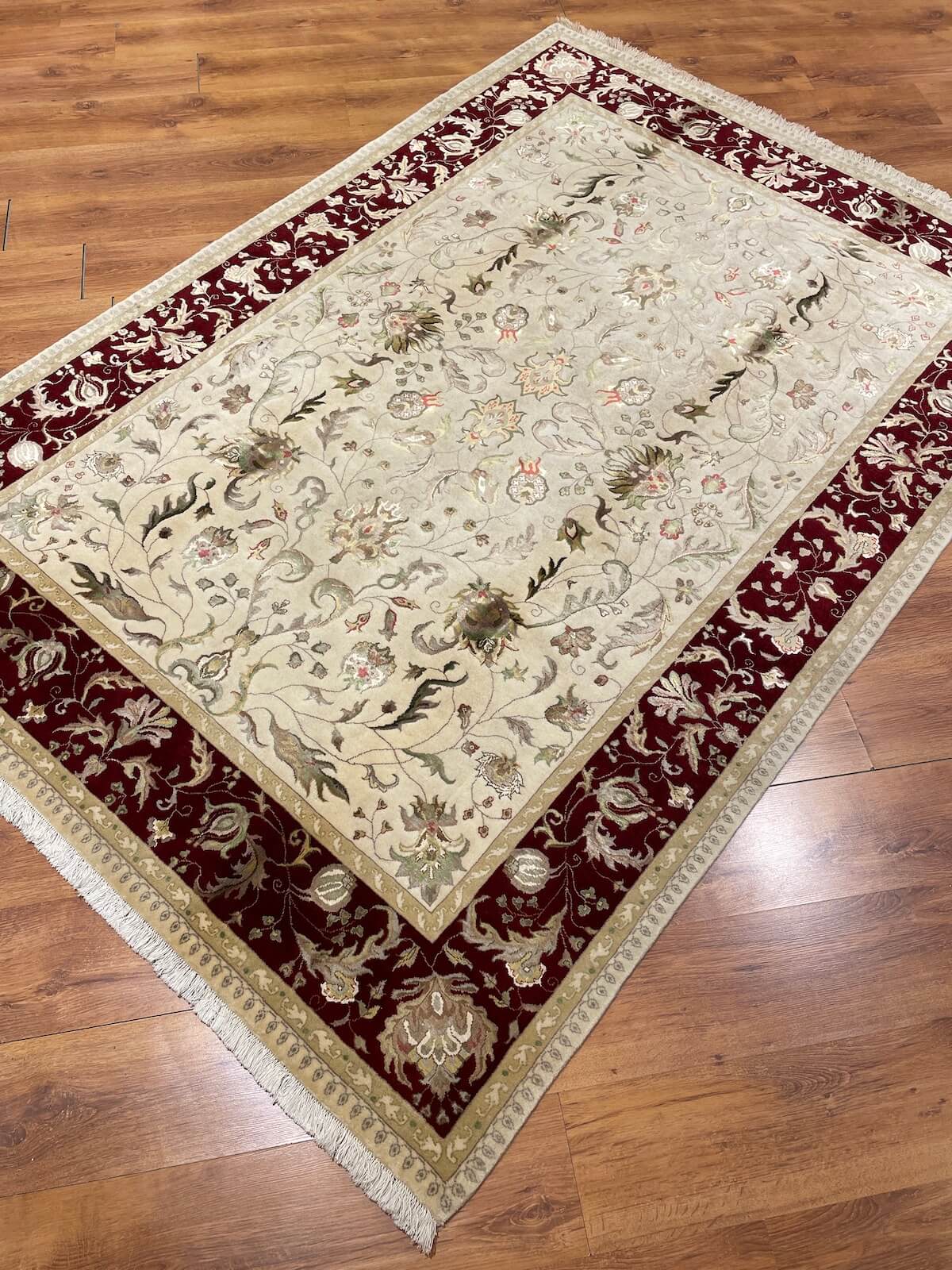 Nazende Silk-Blend Usak Handwoven Rug – 057313 by Camel Carpet