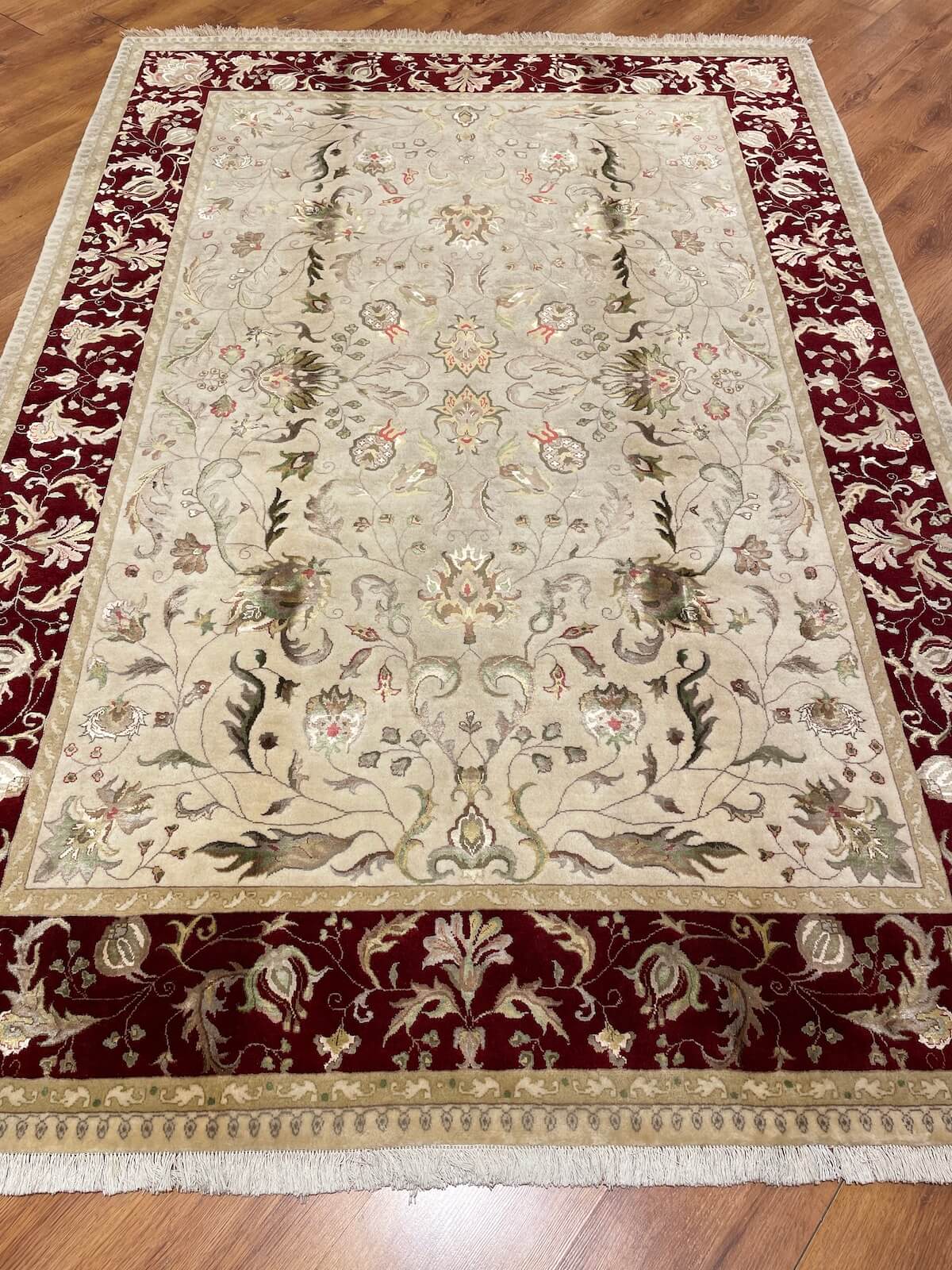 Nazende Silk-Blend Usak Handwoven Rug – 057313 by Camel Carpet