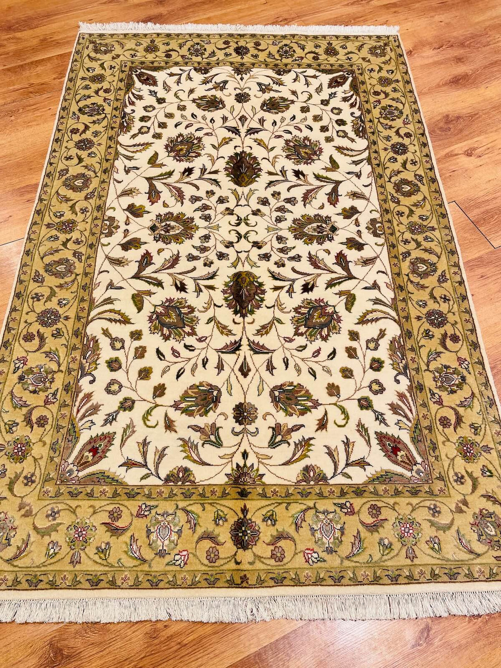 Nazende Silk-Blend Usak Handwoven Rug – 073634 by Camel Carpet