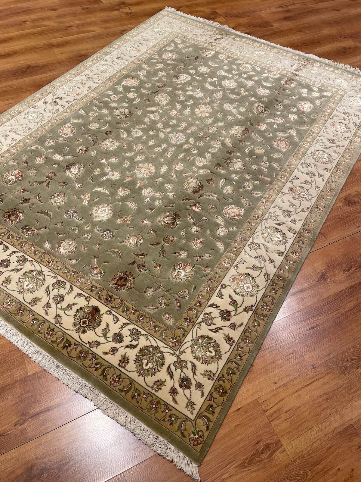 Nazende Silk-Blend Usak Handwoven Rug – 073637 by Camel Carpet