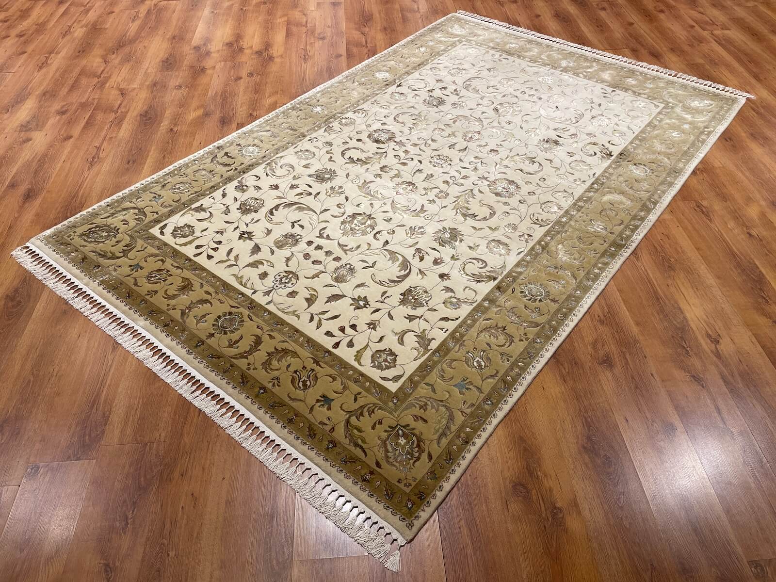 Nazende Silk-Blend Usak Handwoven Rug by Camel Carpet