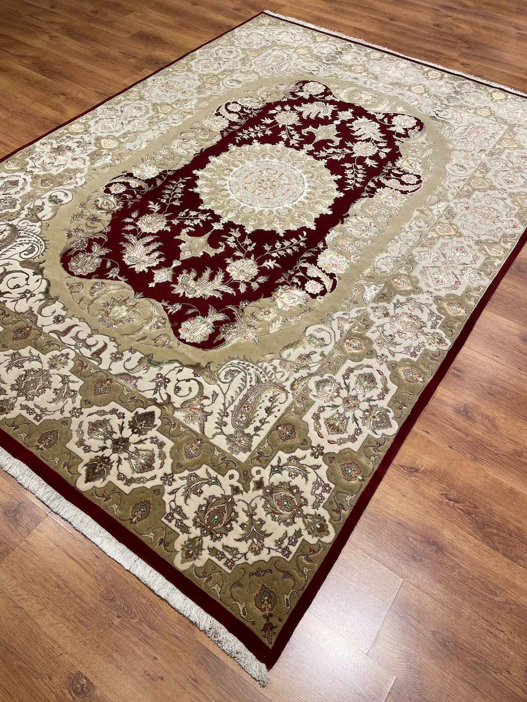 Nazende Silk-Blend Usak Handwoven Rug – 073791 by Camel Carpet
