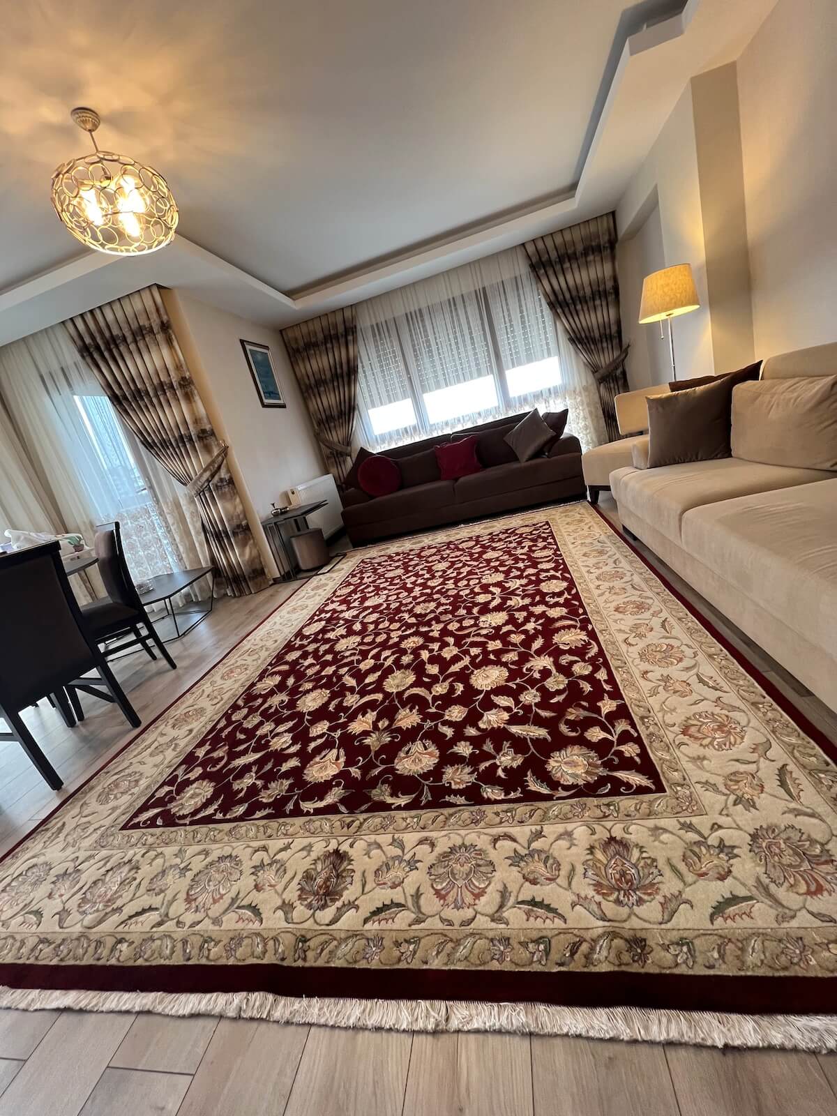 Nazende Silk-Blend Usak Handwoven Rug by Camel Carpet