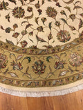 Nazende Silk-Blend Usak Handwoven Round Rug – 205X205 by Camel Carpet