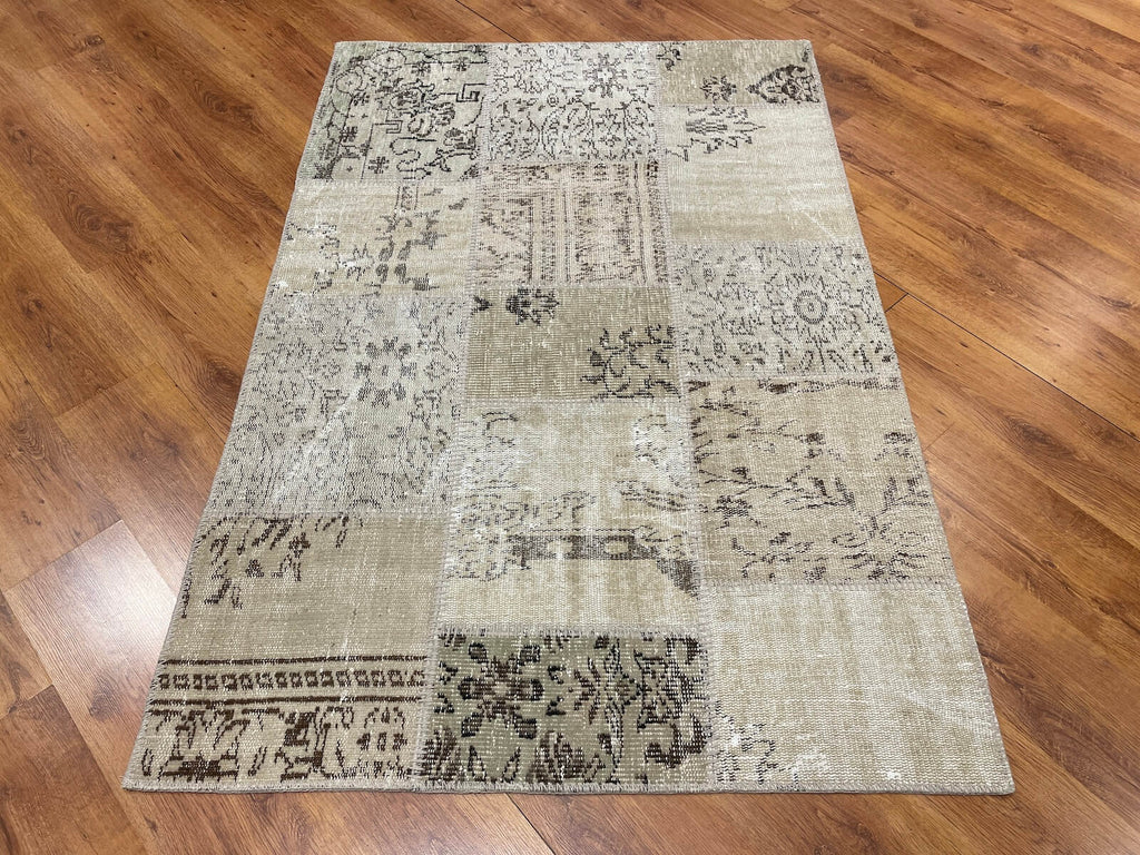 Patchwork Bej Handwoven Rug – 120X180 by Camel Carpet