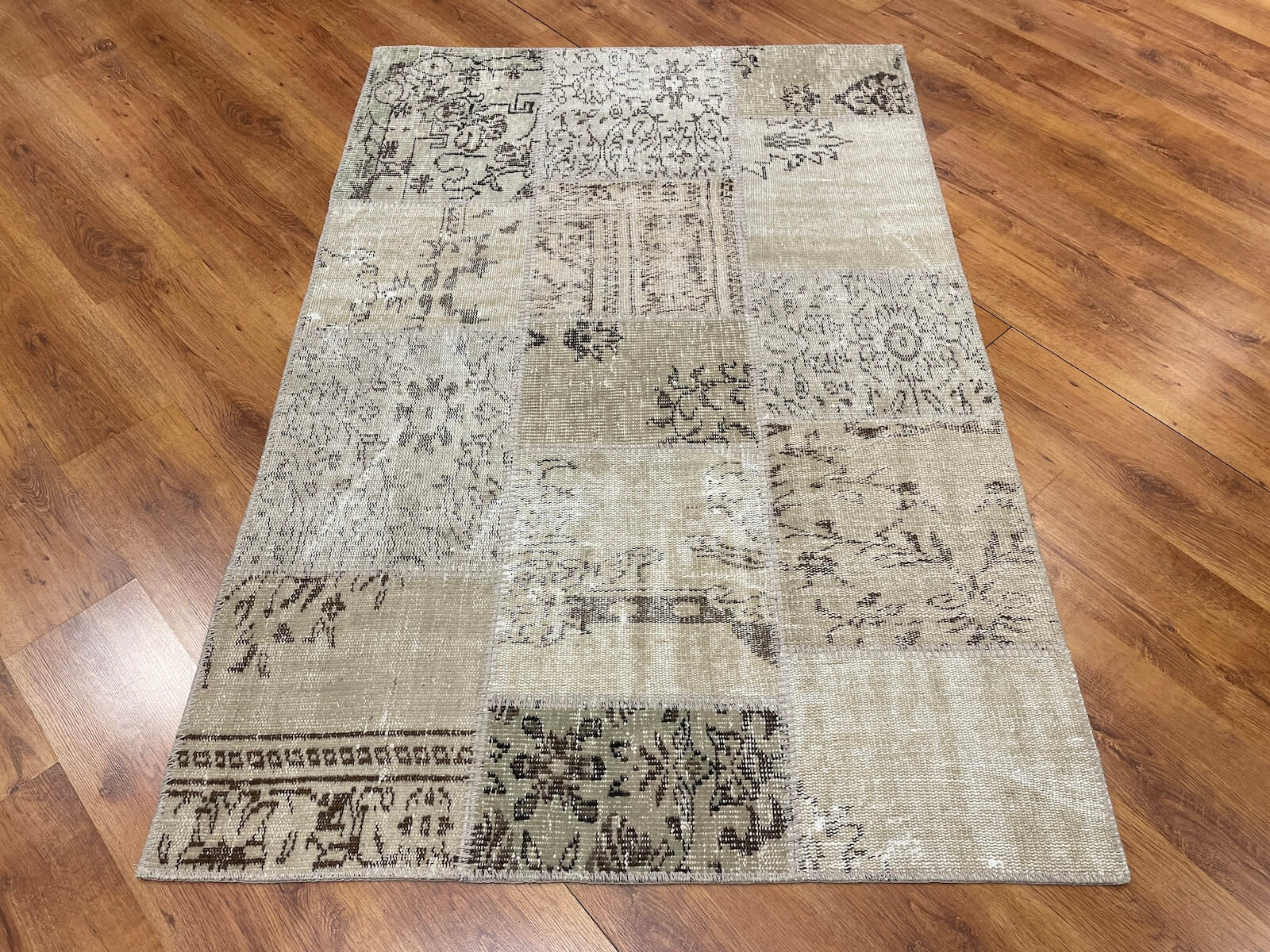Patchwork Bej Handwoven Rug – 120X180 by Camel Carpet