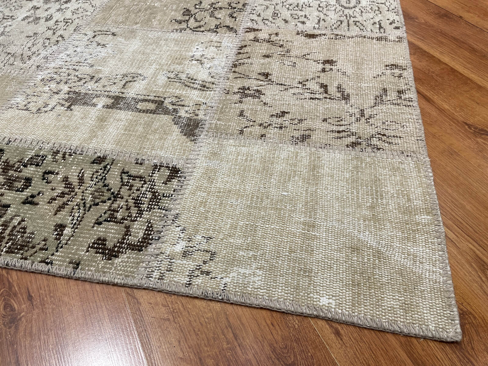 Patchwork Bej Handwoven Rug – 120X180 by Camel Carpet