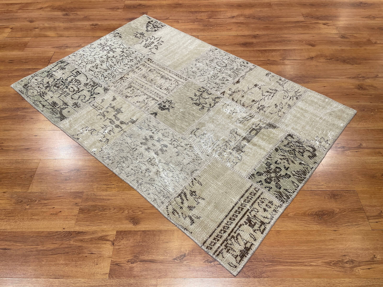 Patchwork Bej Handwoven Rug – 120X180 by Camel Carpet