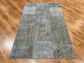 Patchwork Gray Handwoven Rug by Camel Carpet