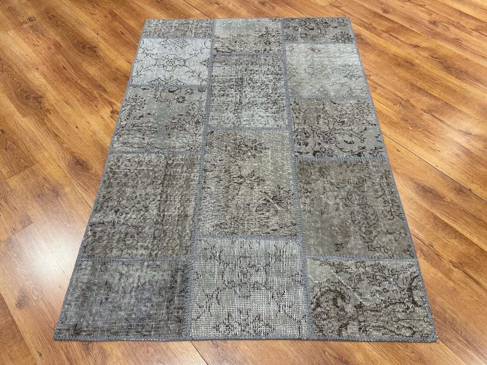 Patchwork Gray Handwoven Rug by Camel Carpet