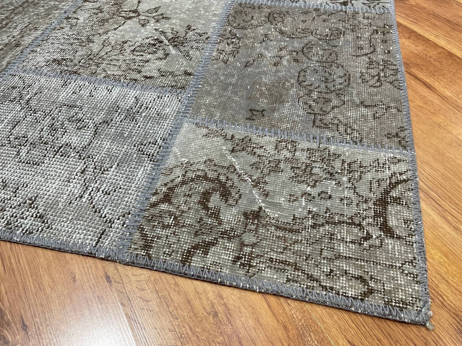 Patchwork Gray Handwoven Rug by Camel Carpet
