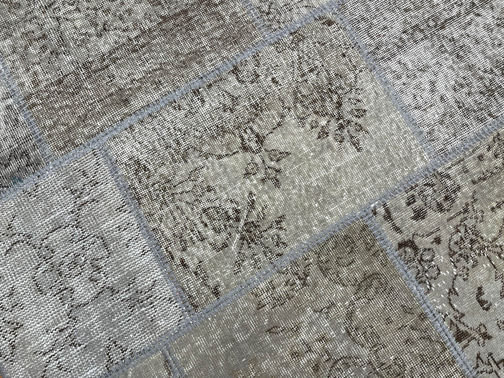 Patchwork Gray Handwoven Rug by Camel Carpet