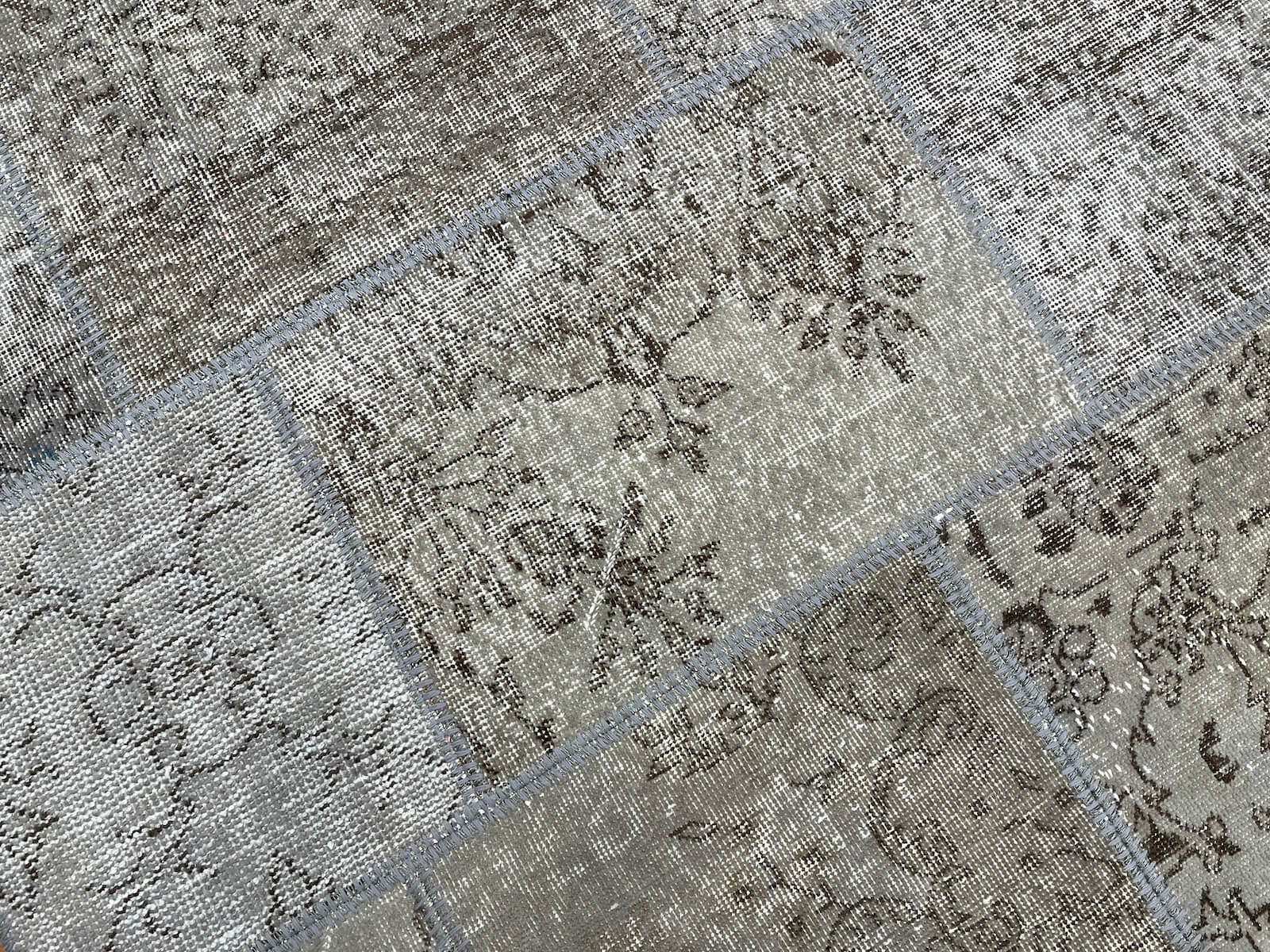 Patchwork Gray Handwoven Rug by Camel Carpet