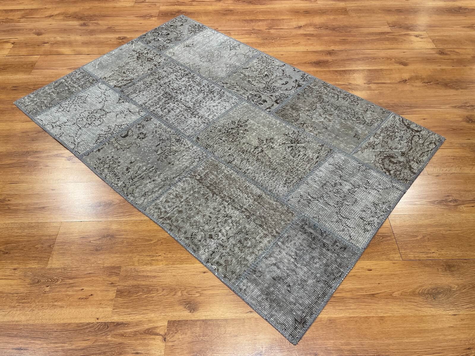 Patchwork Gray Handwoven Rug by Camel Carpet