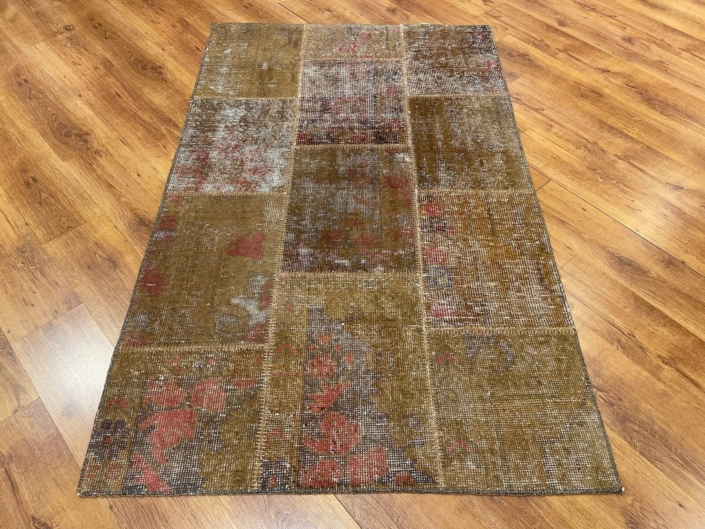 Patchwork Brownrengi Handwoven Rug by Camel Carpet