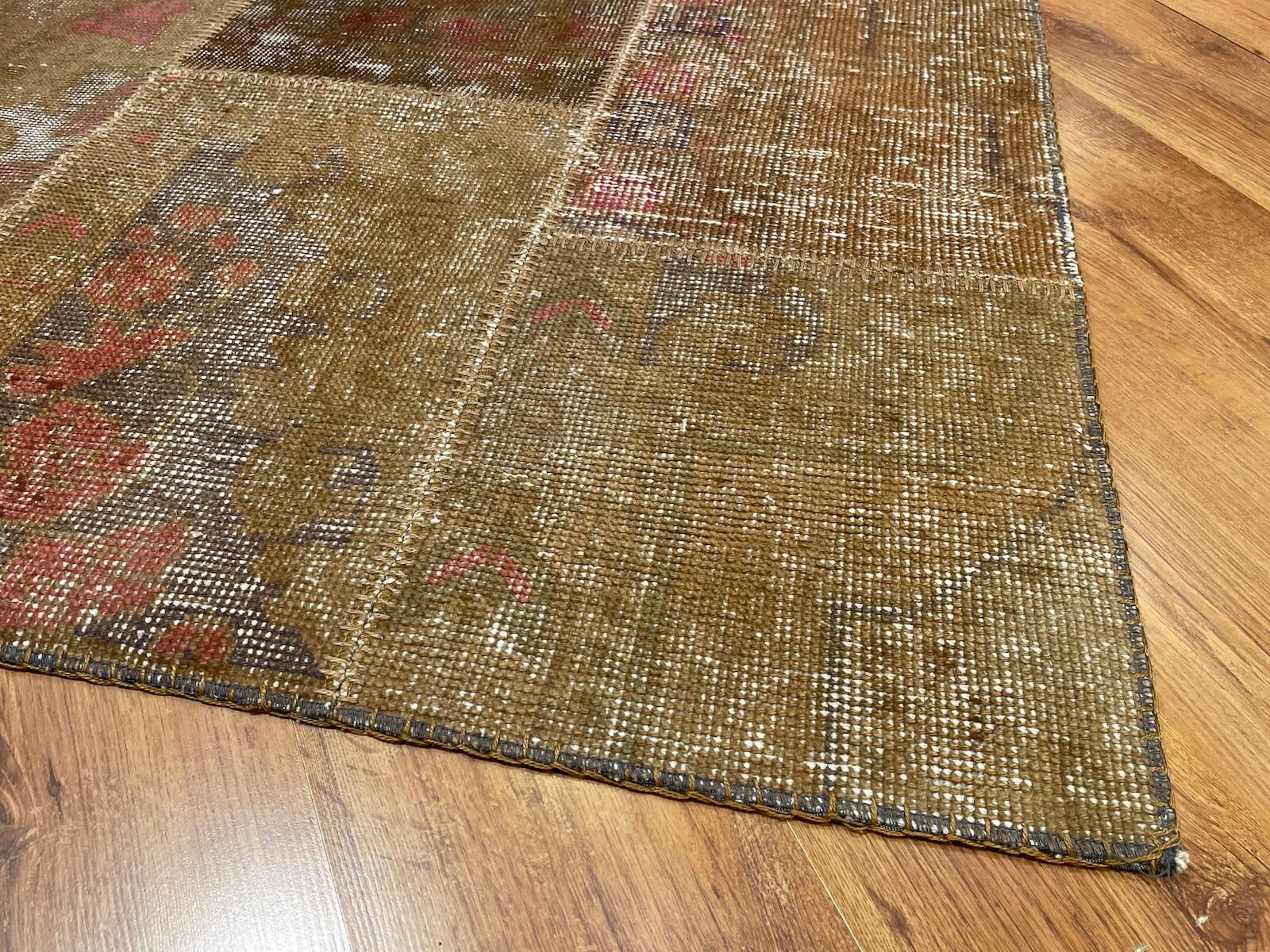 Patchwork Brownrengi Handwoven Rug by Camel Carpet