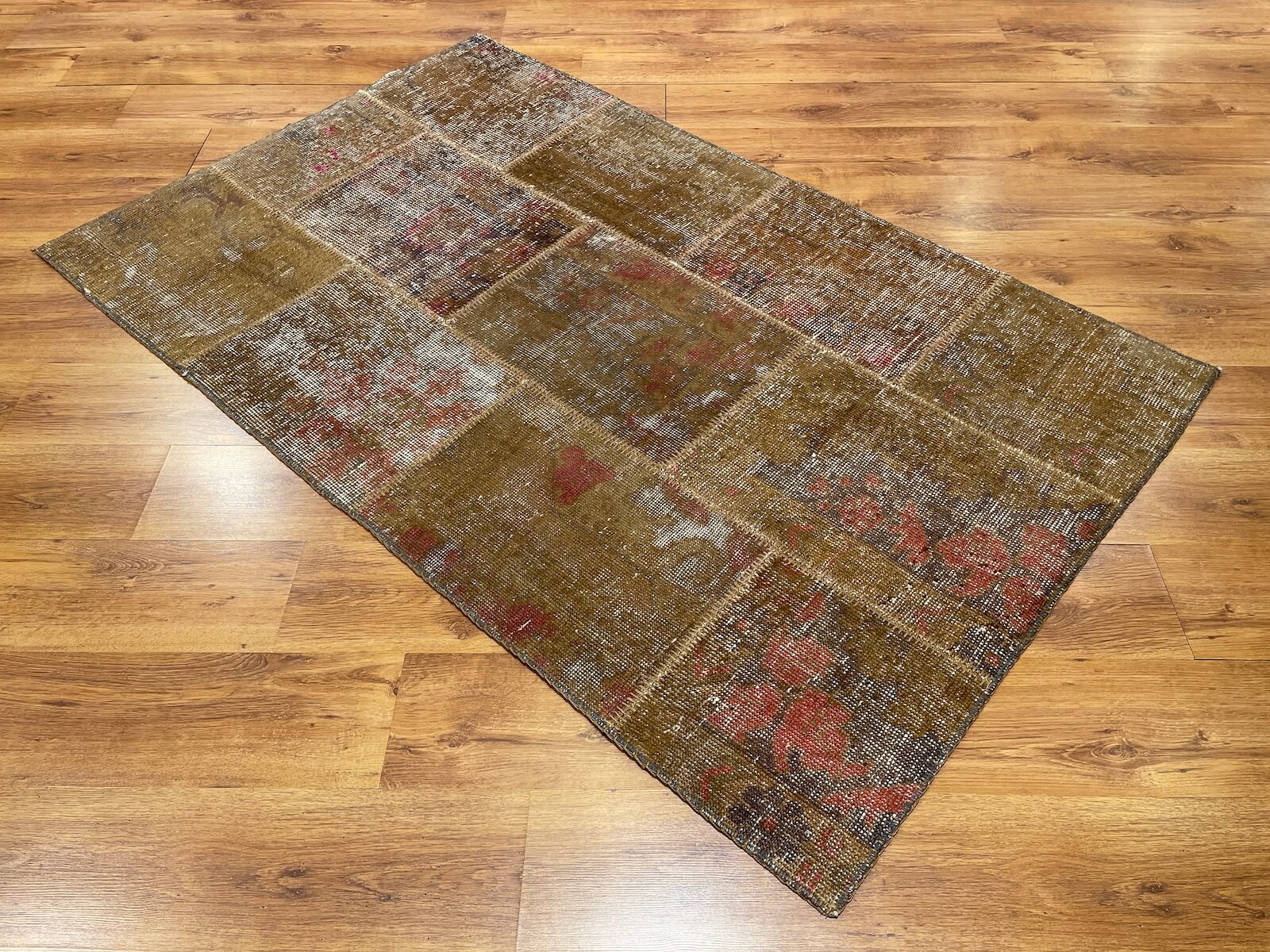 Patchwork Brownrengi Handwoven Rug by Camel Carpet