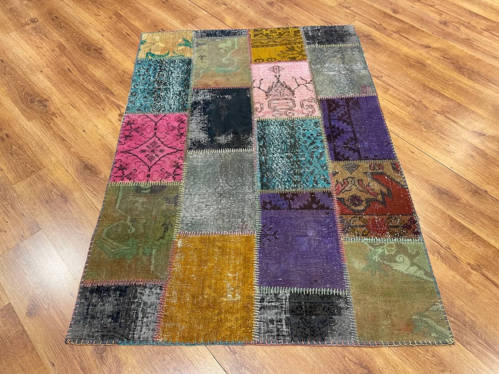 Patchwork Rengarenk Handwoven Rug by Camel Carpet