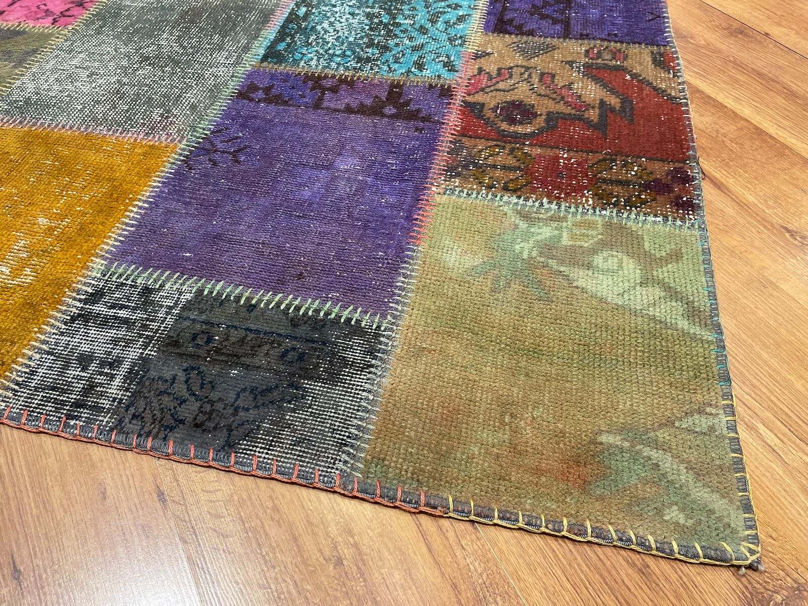 Patchwork Rengarenk Handwoven Rug by Camel Carpet