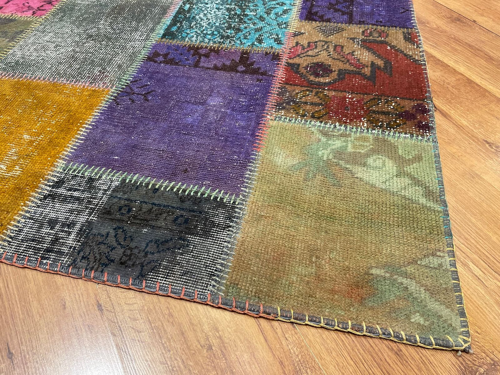 Patchwork Rengarenk Handwoven Rug by Camel Carpet