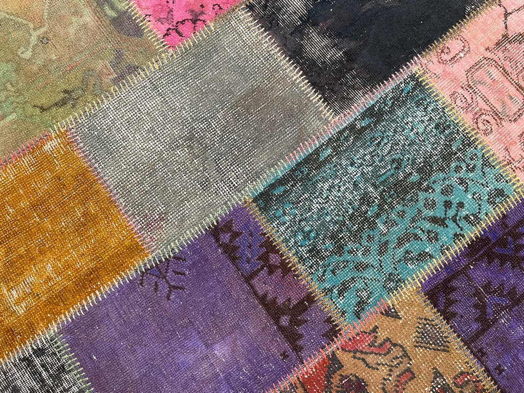 Patchwork Rengarenk Handwoven Rug by Camel Carpet