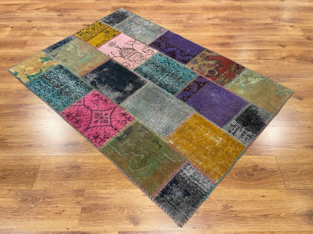 Patchwork Rengarenk Handwoven Rug by Camel Carpet