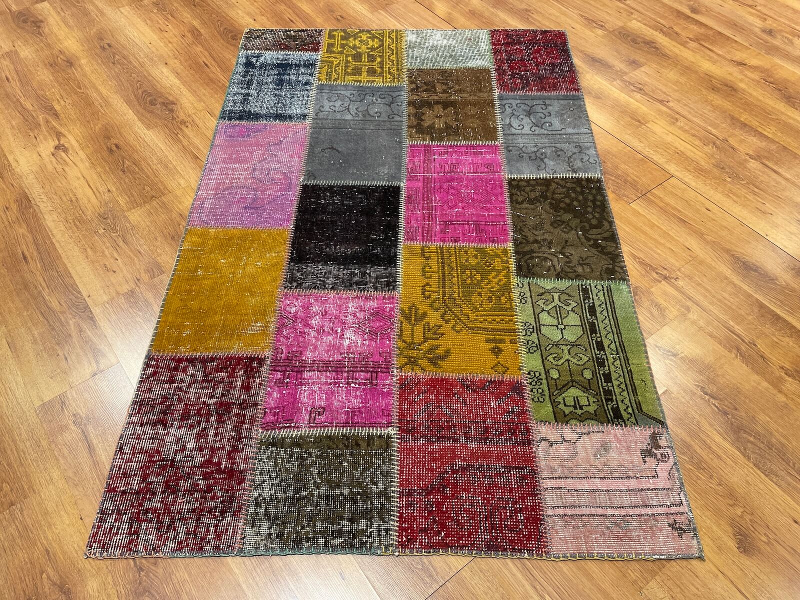 Patchwork Rengarenk Handwoven Rug by Camel Carpet