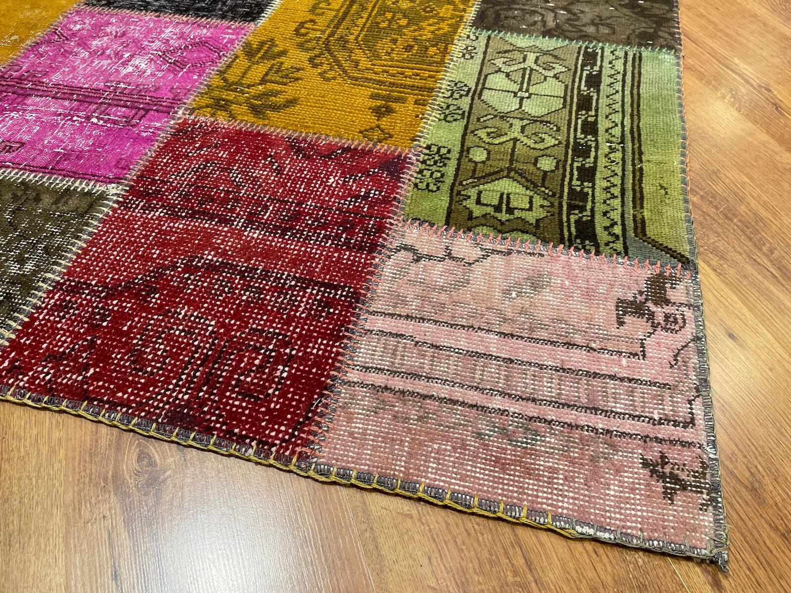 Patchwork Rengarenk Handwoven Rug by Camel Carpet