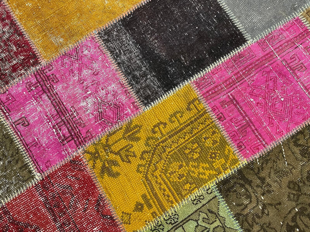 Patchwork Rengarenk Handwoven Rug by Camel Carpet