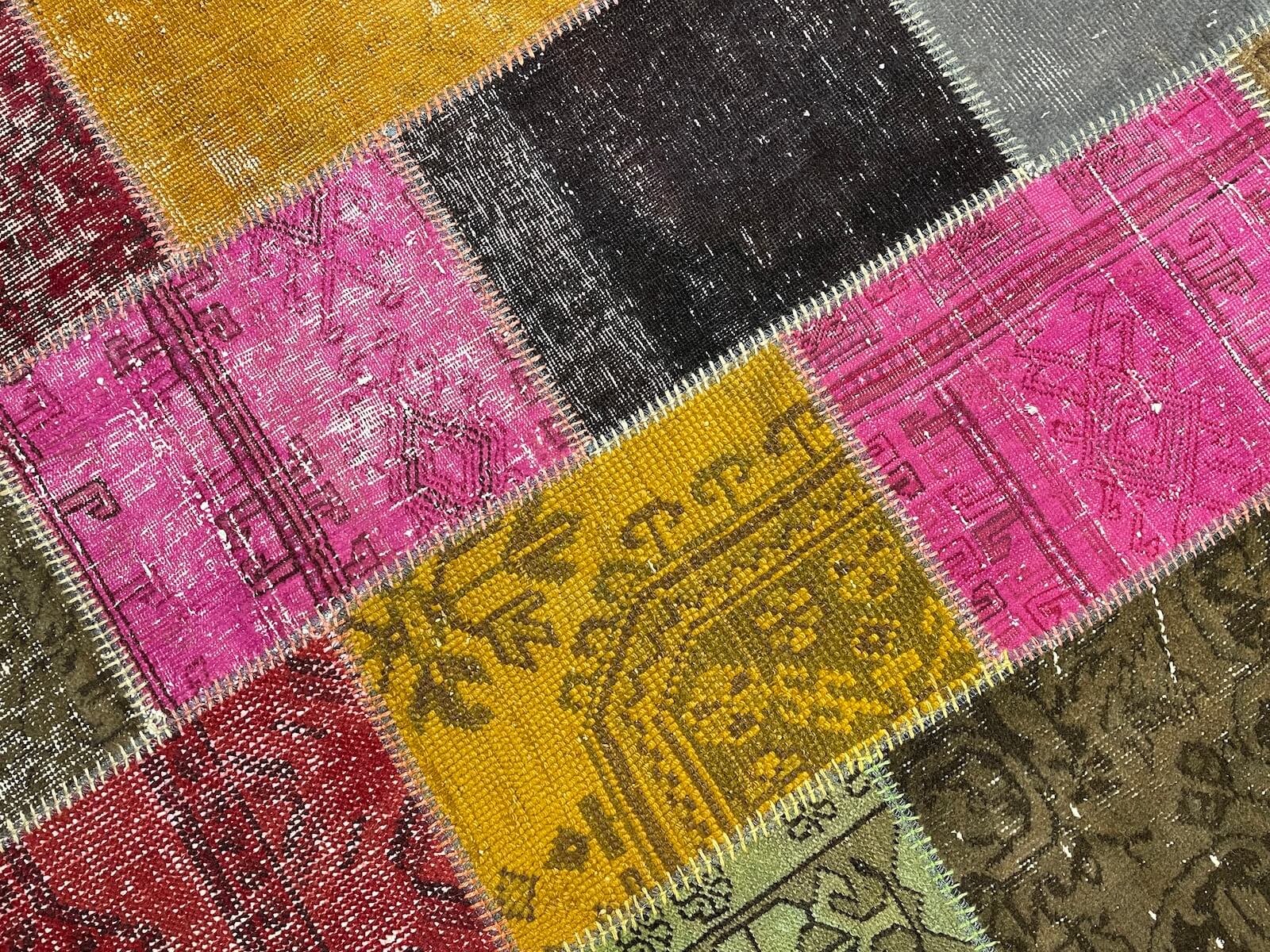 Patchwork Rengarenk Handwoven Rug by Camel Carpet