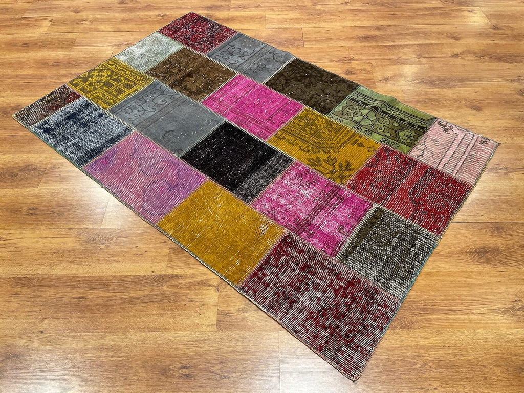 Patchwork Rengarenk Handwoven Rug by Camel Carpet
