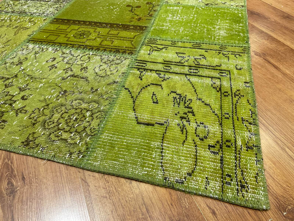 Patchwork Green Handwoven Rug – 120X180 by Camel Carpet