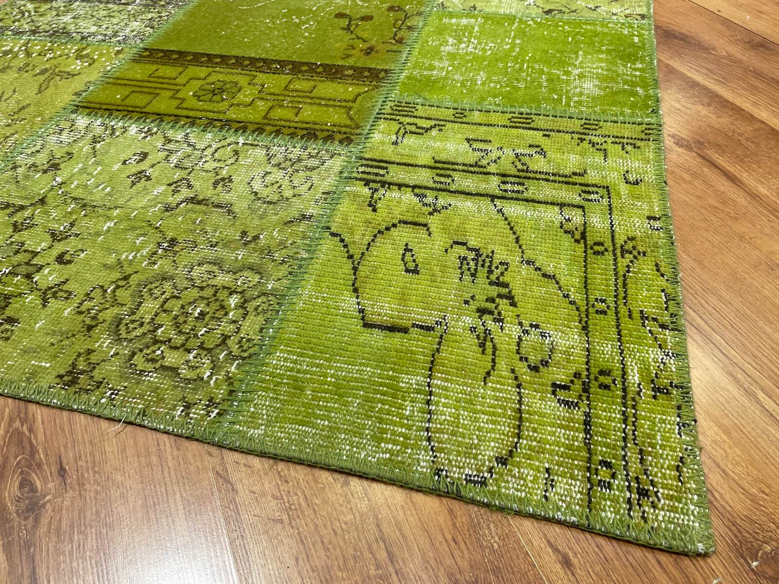 Patchwork Green Handwoven Rug – 120X180 by Camel Carpet
