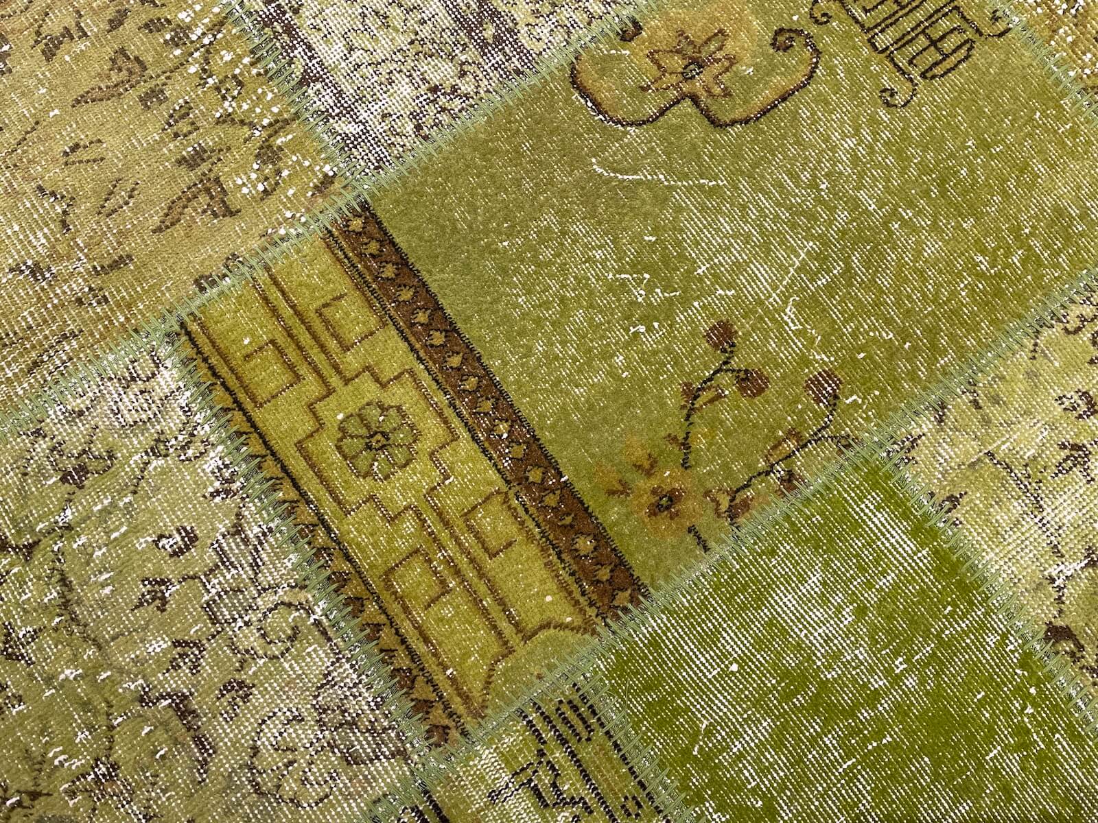 Patchwork Green Handwoven Rug – 120X180 by Camel Carpet