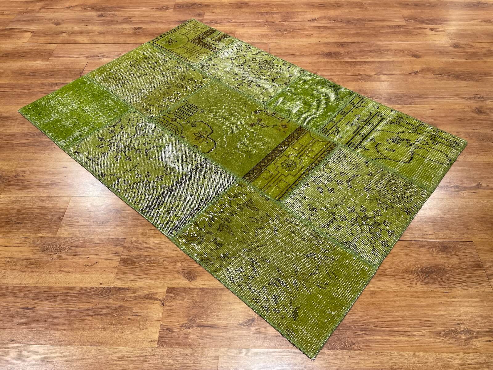 Patchwork Green Handwoven Rug – 120X180 by Camel Carpet