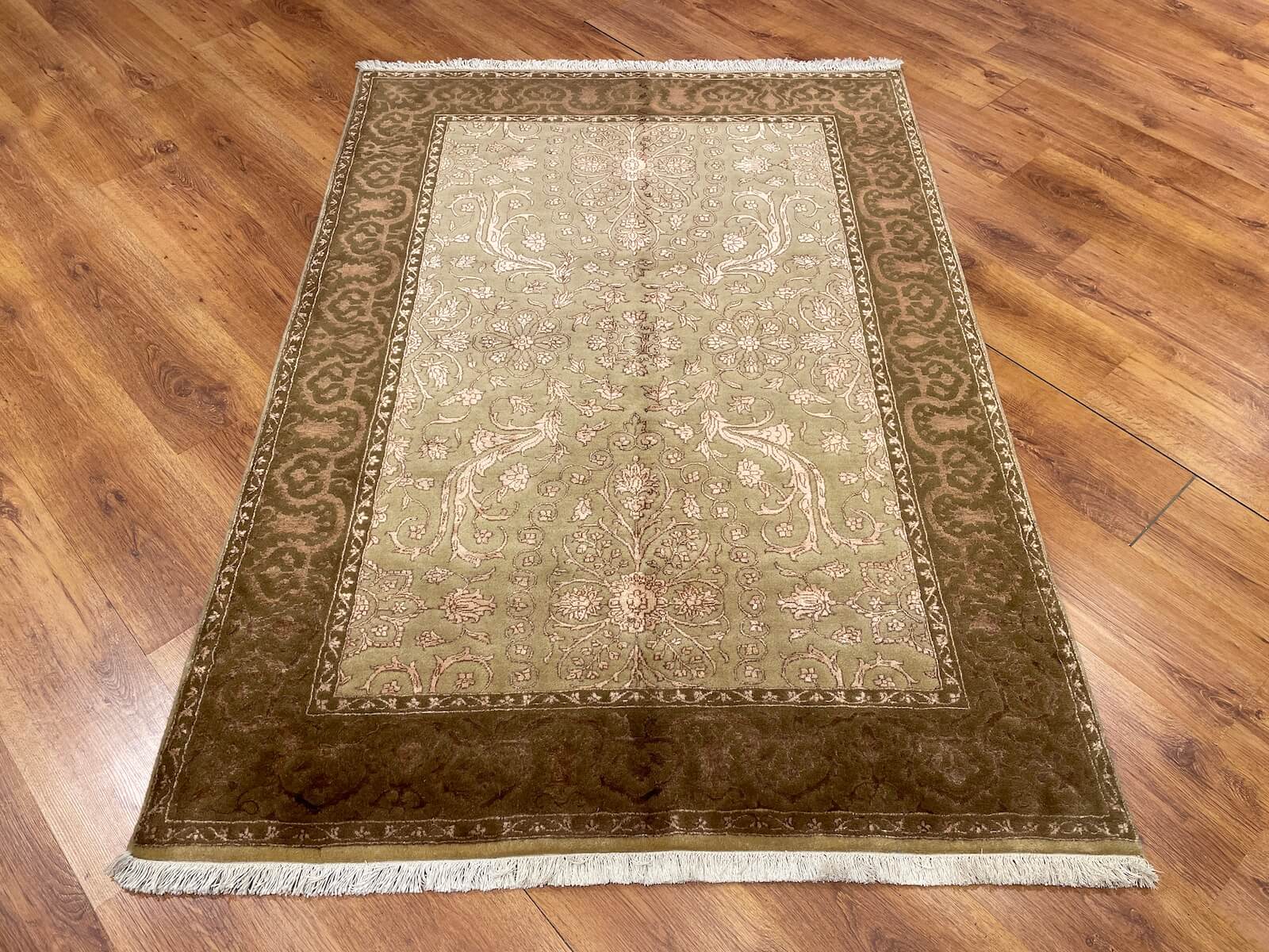 Pelas Silk-Blend Usak Handwoven Rug – 037433 by Camel Carpet