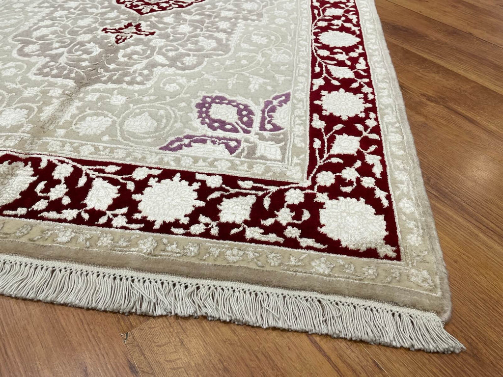 Pelas Silk-Blend Usak Handwoven Rug – 057582 by Camel Carpet