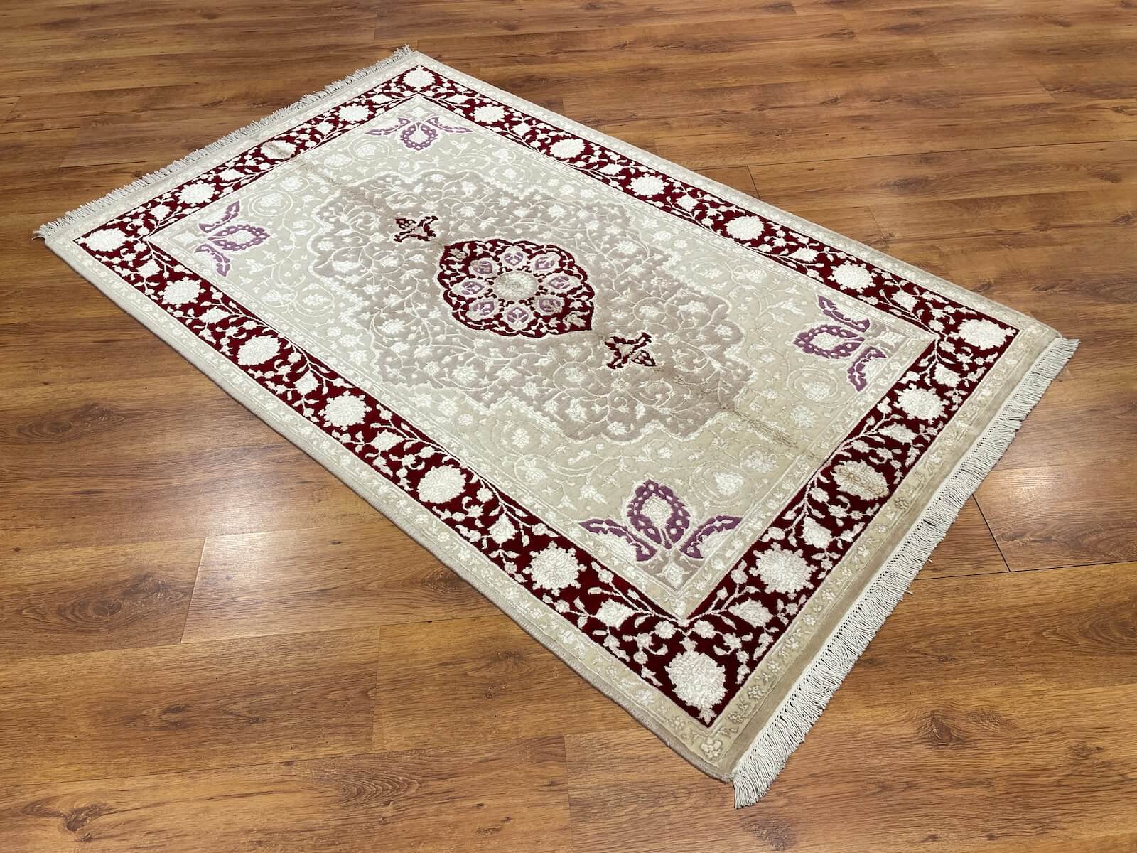 Pelas Silk-Blend Usak Handwoven Rug – 057582 by Camel Carpet