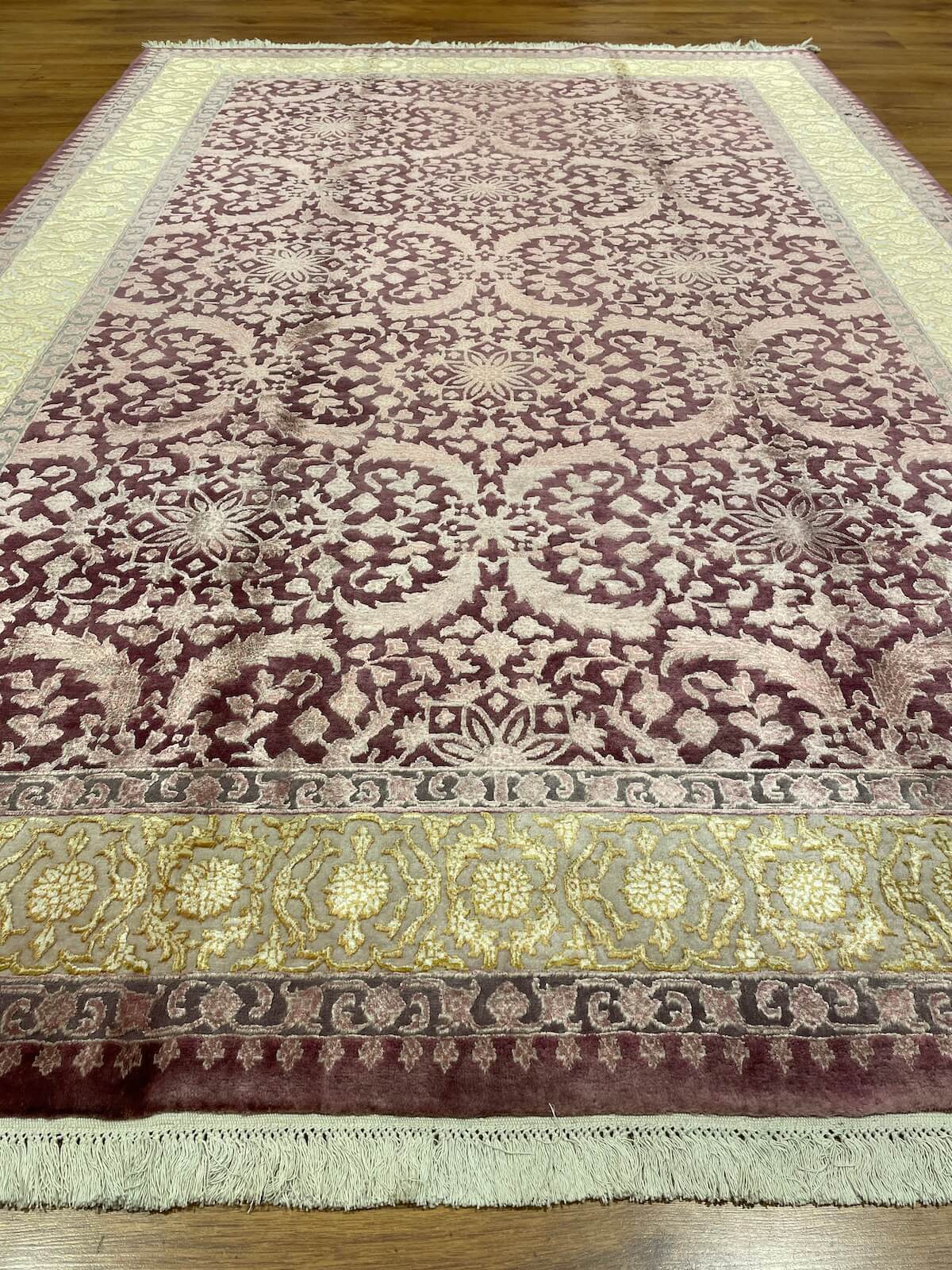 Pelas Silk-Blend Usak Handwoven Rug – 034007 by Camel Carpet