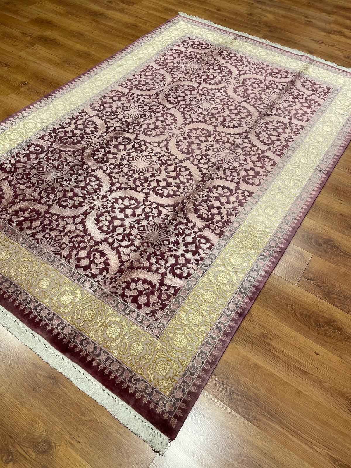 Pelas Silk-Blend Usak Handwoven Rug – 034007 by Camel Carpet