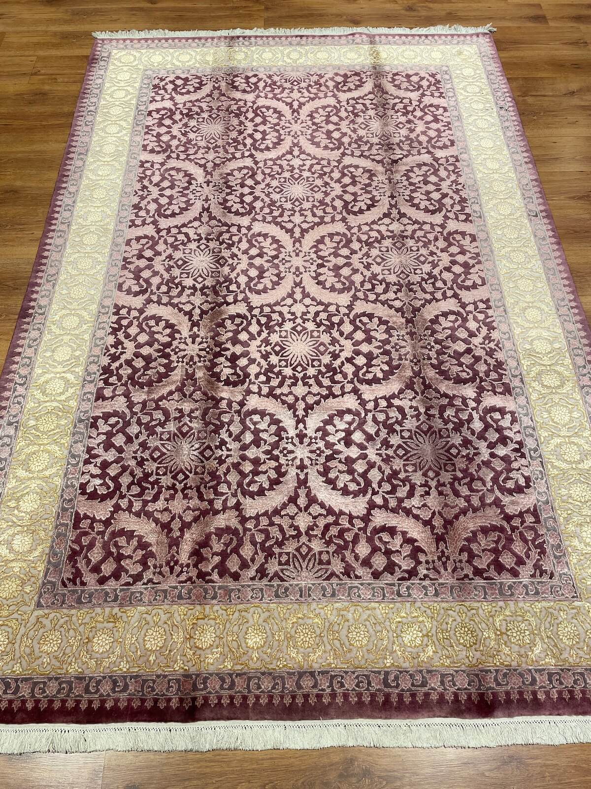 Pelas Silk-Blend Usak Handwoven Rug – 034007 by Camel Carpet