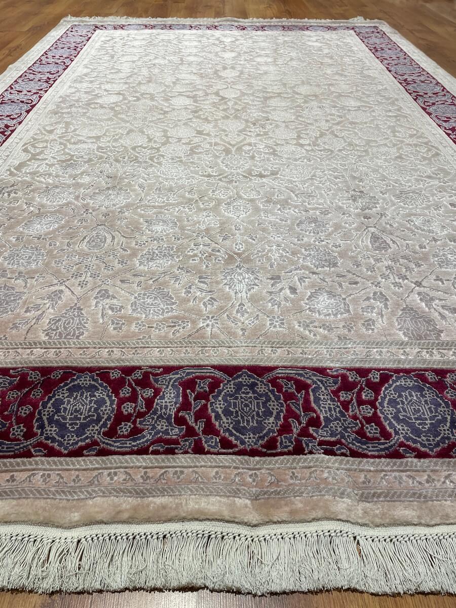 Pelas Silk-Blend Usak Handwoven Rug – 036603 by Camel Carpet